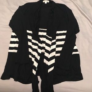 Black with white stripes open cardigan